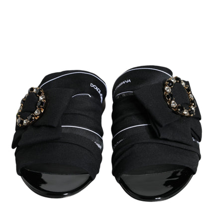 Black White Crystal Slides Sandals Shoes