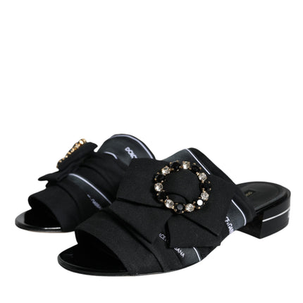 Black White Crystal Slides Sandals Shoes