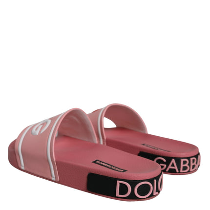 Pink Leather I Love D&G Sandals Slides Shoes