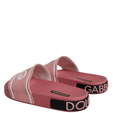 Pink Leather I Love D&G Sandals Slides Shoes