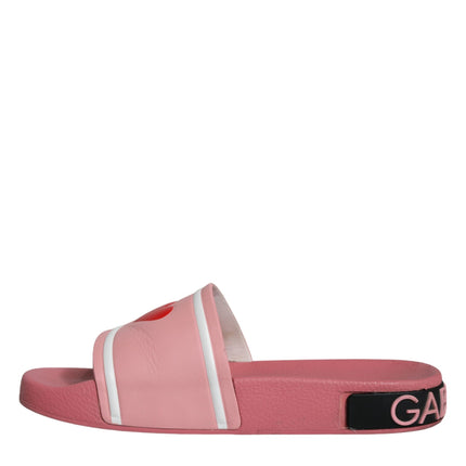 Pink Leather I Love D&G Sandals Slides Shoes