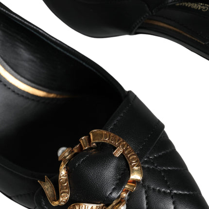 Black Devotion Leather Heels Slingback Shoes