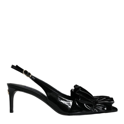 Black Patent Leather Heels Slingback Shoes