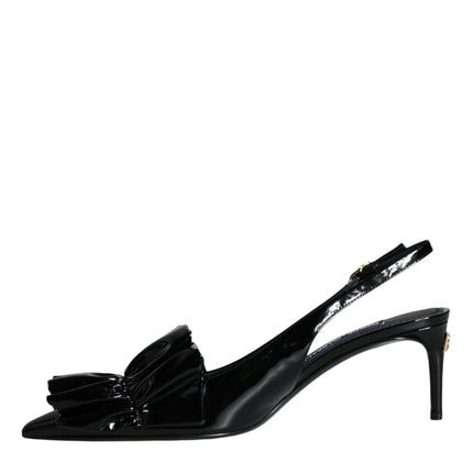 Black Patent Leather Heels Slingback Shoes