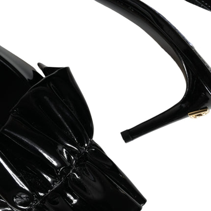 Black Patent Leather Heels Slingback Shoes