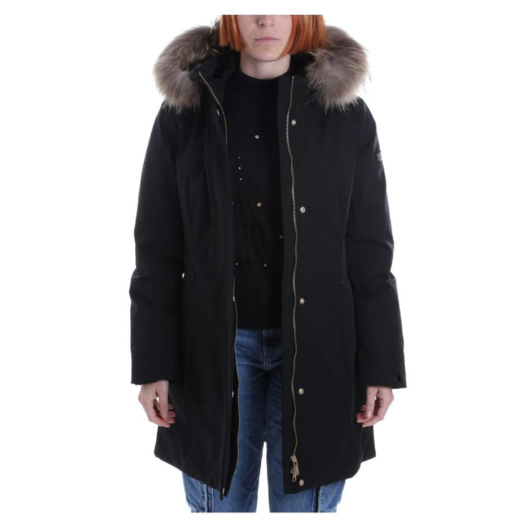 Black Nylon Women Parka