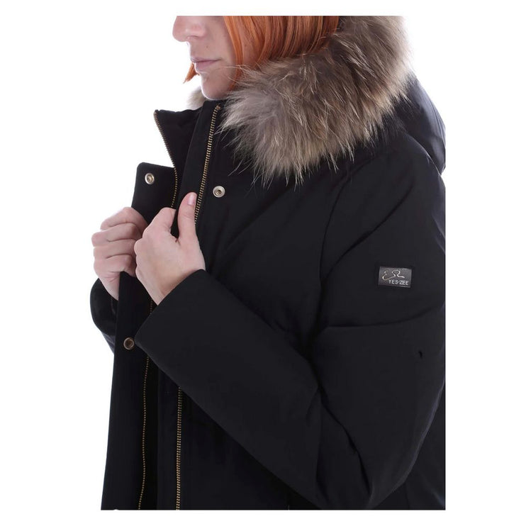 Black Nylon Women Parka