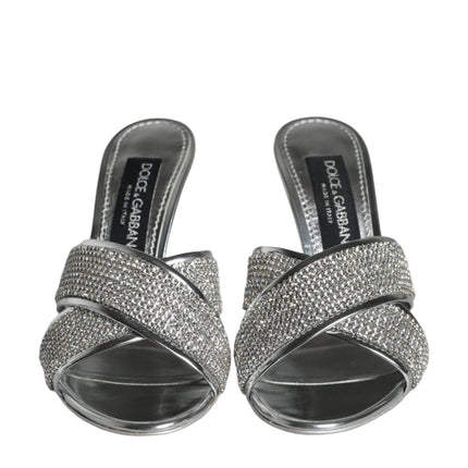 Silver Crystals Keira Heels Slides Shoes