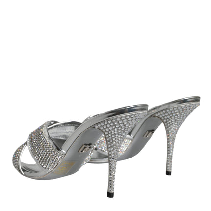 Silver Crystals Keira Heels Slides Shoes