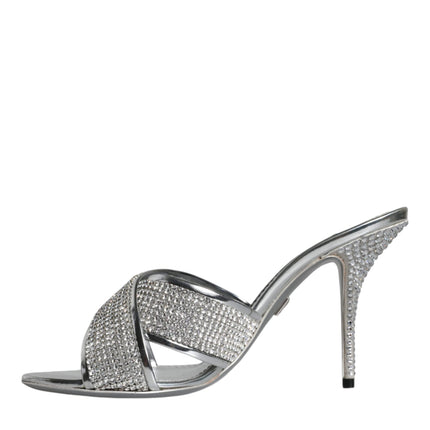 Silver Crystals Keira Heels Slides Shoes