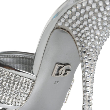 Silver Crystals Keira Heels Slides Shoes