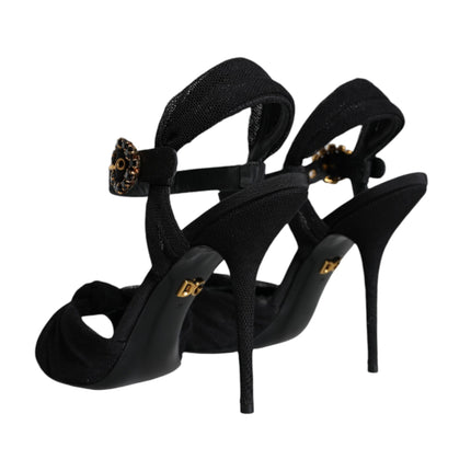 Black KEIRA Heels Ankle Strap Sandals Shoes