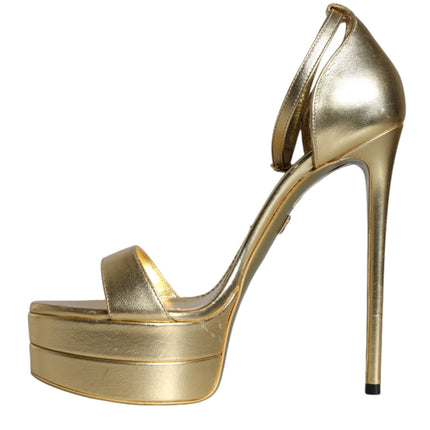 Gold Leather Platform Keira Sandals Shoes