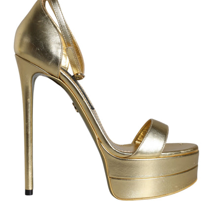 Gold Leather Platform Keira Sandals Shoes