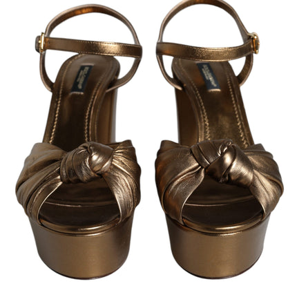 Gold Leather Platform Keira Sandals Shoes