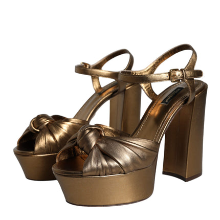 Gold Leather Platform Keira Sandals Shoes