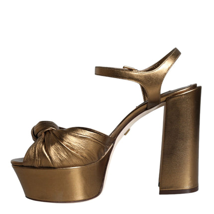 Gold Leather Platform Keira Sandals Shoes