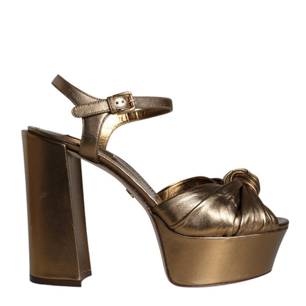 Gold Leather Platform Keira Sandals Shoes