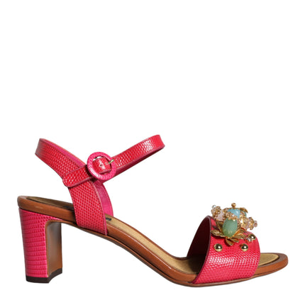 Fuchsia Leather Embellished Keira Sandals Shoes