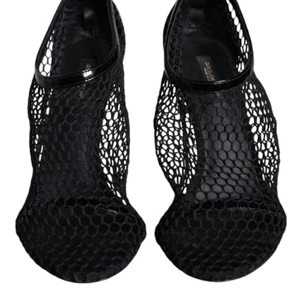 Black Mesh Leather Heels Keira Sandals Shoes