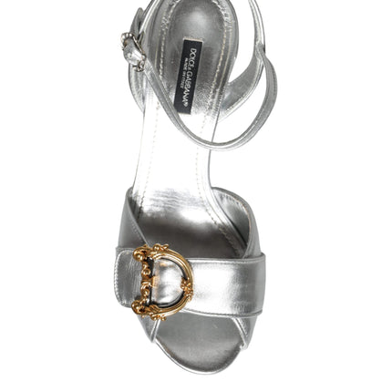 Silver Leather Platform Logo Keira Sandals Shoes