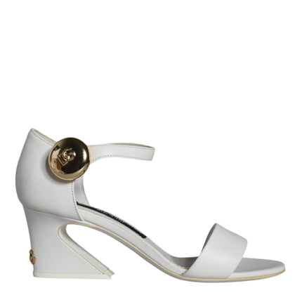 White Leather Heels Keira Sandals Shoes