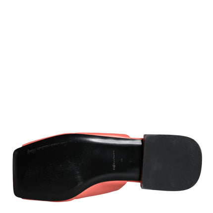 Pink Salmon Leather Flat Slides Sandals Shoes