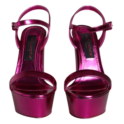 Fuchsia Leather Platform Logo Keira Sandals Shoes