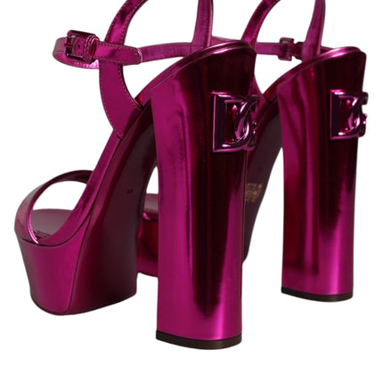 Fuchsia Leather Platform Logo Keira Sandals Shoes