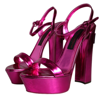 Fuchsia Leather Platform Logo Keira Sandals Shoes