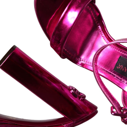 Fuchsia Leather Platform Logo Keira Sandals Shoes