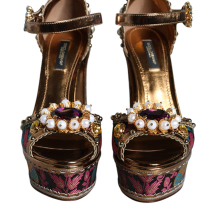 Fuchsia Jacquard Embellished Keira Sandals Shoes