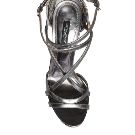 Silver Keira Leather Heels Sandals Shoes