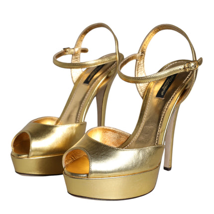 Gold Bette Leather Heels Sandals Shoes