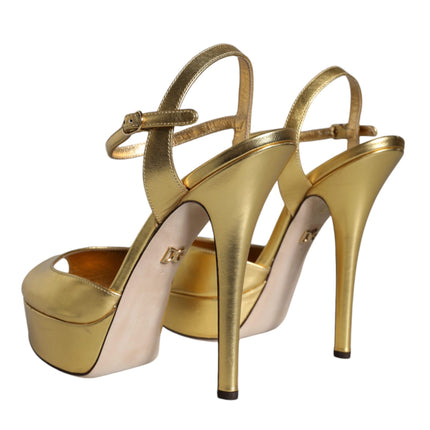 Gold Bette Leather Heels Sandals Shoes