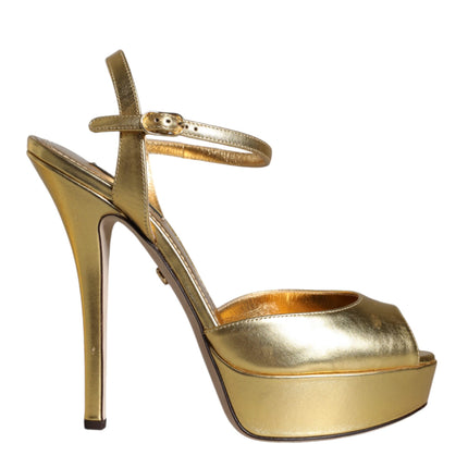 Gold Bette Leather Heels Sandals Shoes