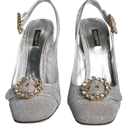 Silver Crystal Slingback Heels Sandals Shoes