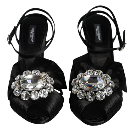 Black Crystal Ankle Strap Sandals Shoes