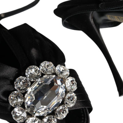 Black Crystal Ankle Strap Sandals Shoes