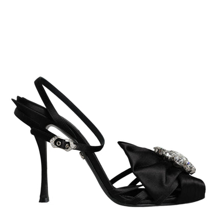 Black Crystal Ankle Strap Sandals Shoes