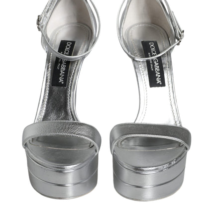 Silver KEIRA Heels Ankle Strap Sandals Shoes