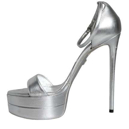 Silver KEIRA Heels Ankle Strap Sandals Shoes