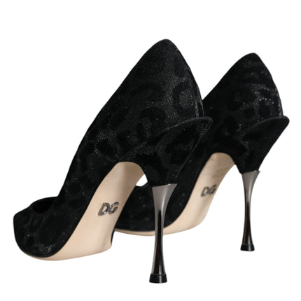 Black Leopard Lurex High Heels Pumps Shoes