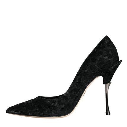 Black Leopard Lurex High Heels Pumps Shoes