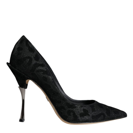 Black Leopard Lurex High Heels Pumps Shoes