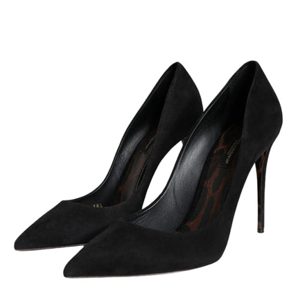 Black Suede Leather High Heels Pumps Shoes