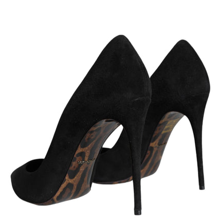 Black Suede Leather High Heels Pumps Shoes