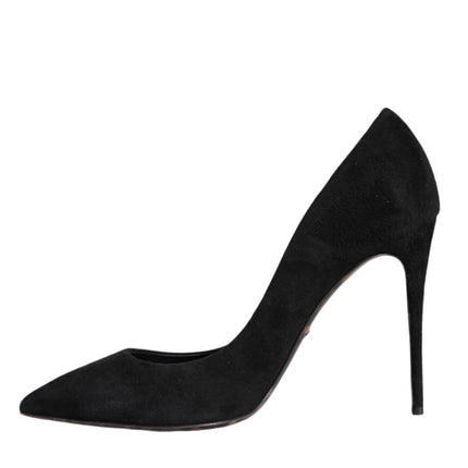 Black Suede Leather High Heels Pumps Shoes