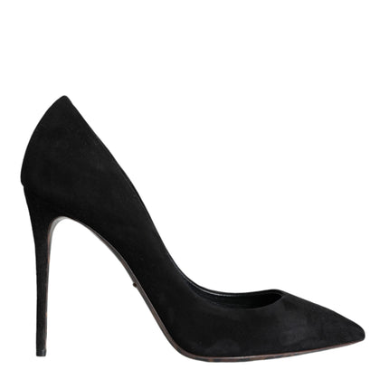 Black Suede Leather High Heels Pumps Shoes