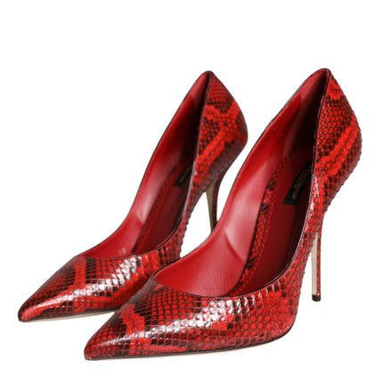 Red Leather Stiletto High Heels Pumps Shoes